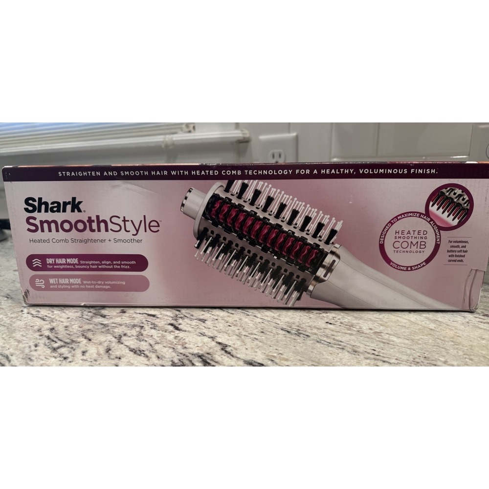Shark HT202 SmoothStyle Heated Comb + Blow Dryer Brush Dual Mode For All Hair